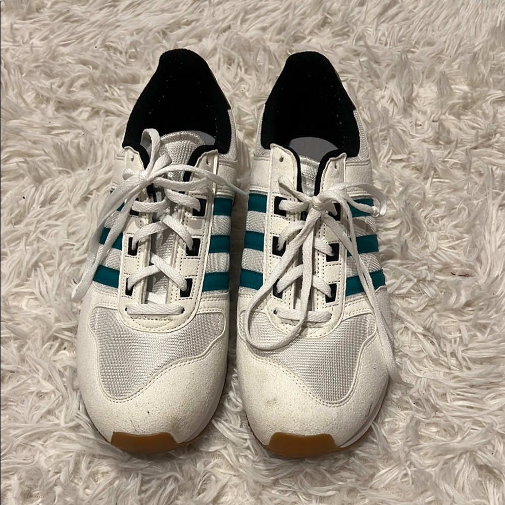 Adidas EQT Race Walk White and Teal Athletic Shoes